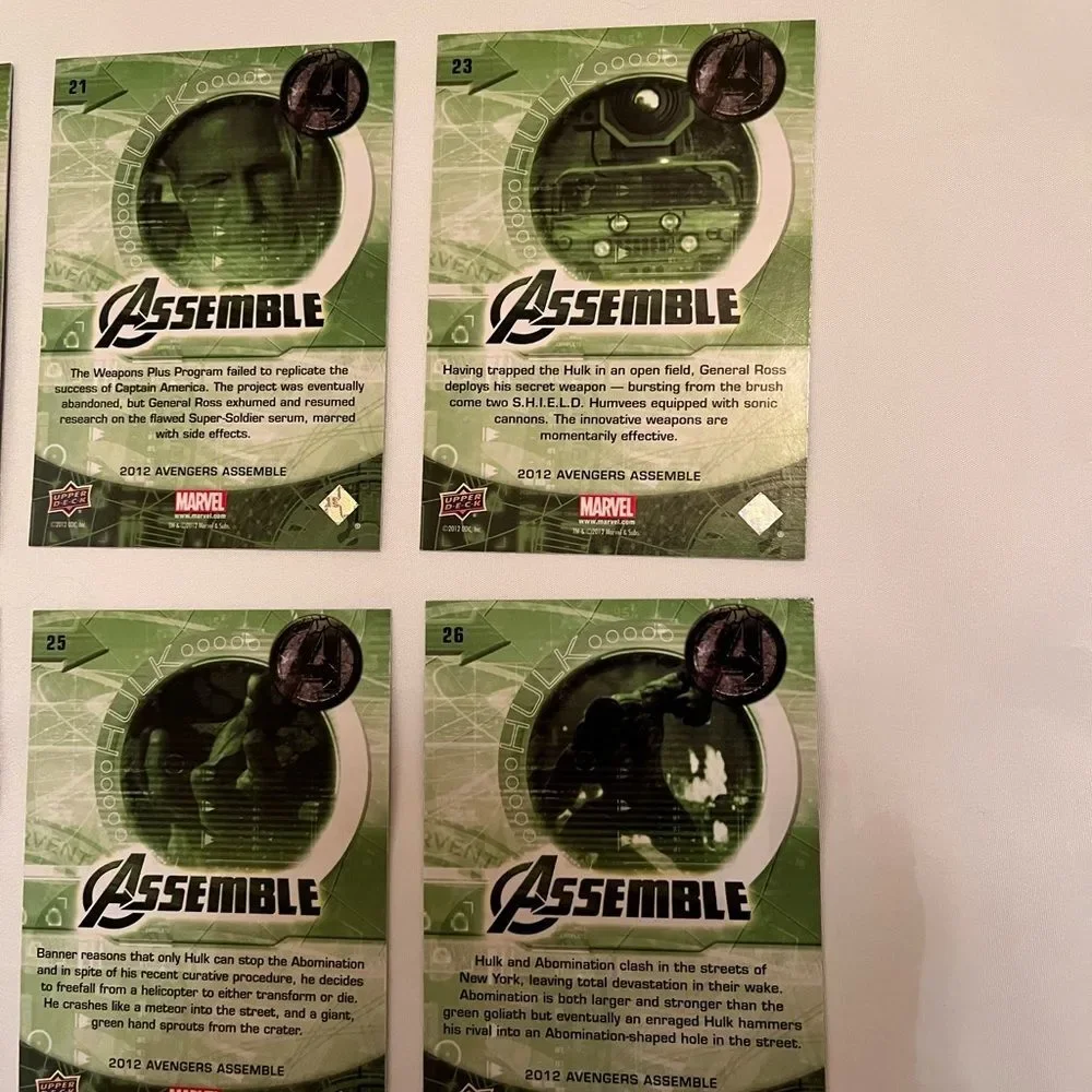 Upper Deck Marvel Avengers Assemble Trading Cards Hulk Abomination 20-21, 23-26
